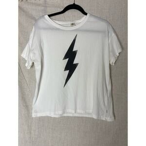 Lev's Black Bolt White Short Sleeve Graphic Tee Size Medium